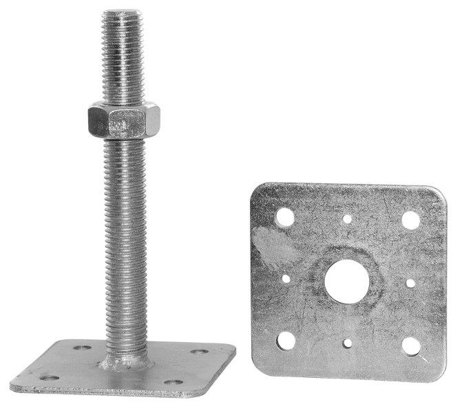 Kotevní šroubovací patka pilíře 80x80x160x4 mm M16 volná matka stavitelná patka