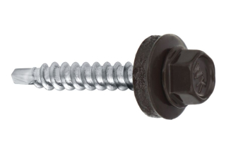 Samořezný střešní farmářský šroub KLIMAS 4,8 x 55 SW8 RAL 8019 Šedohnědý s podložkou EPDM (200 ks/bal)