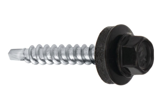 Samořezný střešní farmářský šroub KLIMAS 4,8 x 70 SW8 RAL 9005 Černý s podložkou EPDM (200 ks/bal)