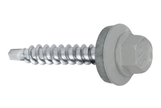 Samořezný střešní farmářský šroub KLIMAS 4,8 x 70 SW8 RAL 9006 Bílý hliník s podložkou EPDM (200 ks/bal)